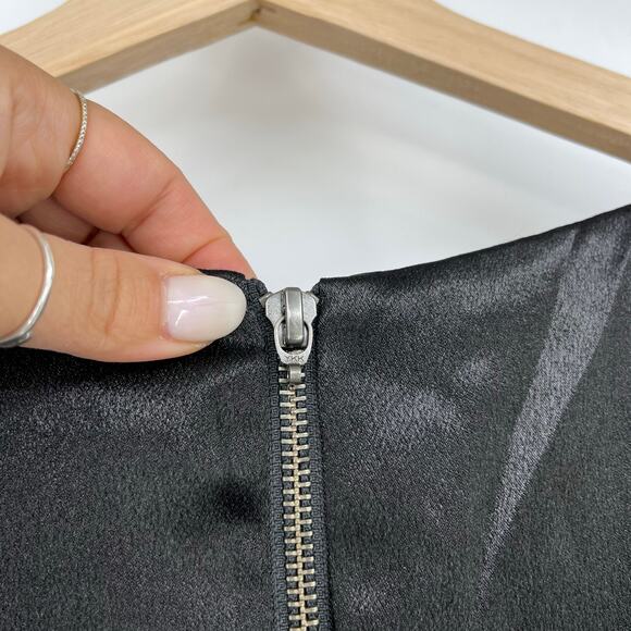 h:ours | Cristiano Mini Dress in Black Noir Satin Statement Sleeve Sheath M - Picture 11 of 14